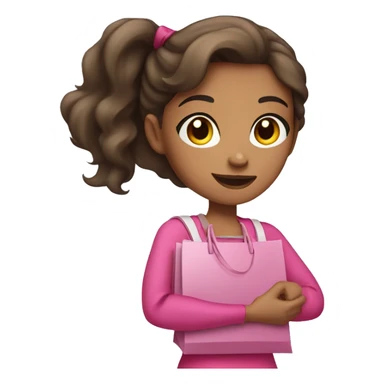 brunette light skin girl in pink clothes holding shopping bags  sticker
