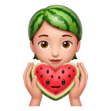 emoji of watermelon-red heart with giving hands sticker