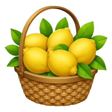 корзина с листками и лимонами, green sticker