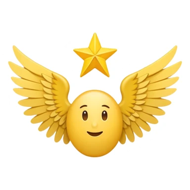 An image with wings on a star based on the star and wings of the basic emoji of the iPhone. not 3d just plat and soft and not have to bold sticker