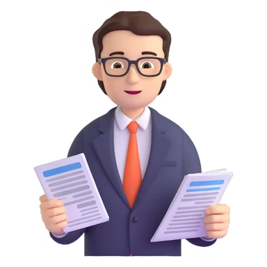accountant with financial papers, no eyeglasses sticker