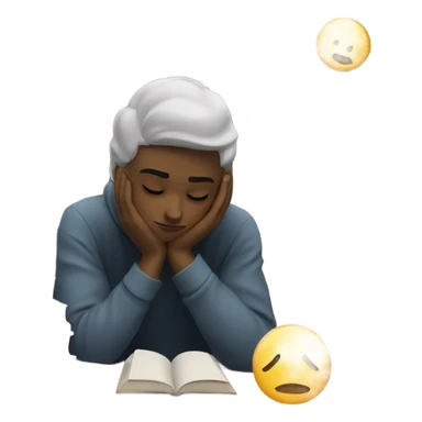 bored white student leaning on hand books  sticker