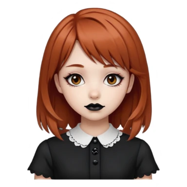 Reddish brown wolfcut emo Lolita blacklipstick pretty girl sticker