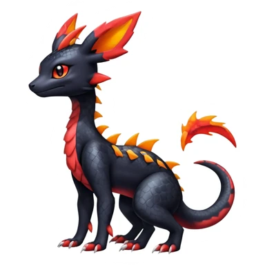Cute Exotic Colorful Guilmon-Salandit-Umbreon-Fakémon-hybrid-creature (full body)  sticker