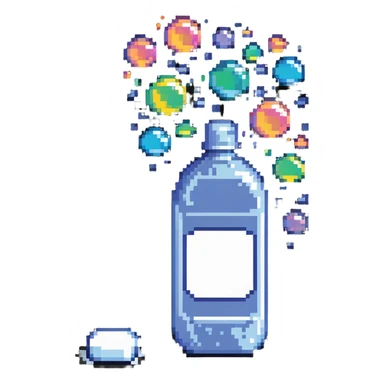 laundry detergent bottle with soap bubbles sticker