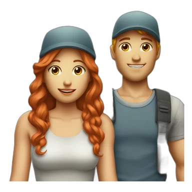couple boy blond with cap and woman redhair sticker