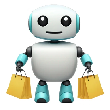 Cute rounded shaped robot with shopping bags sticker