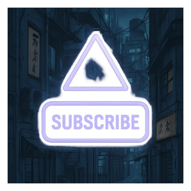 a lavender "subscribe" button, future, cyberpunk
the words appear below a triangle

 sticker