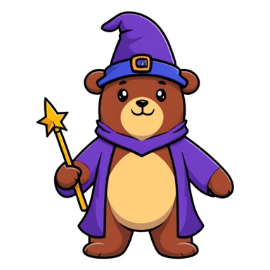 bear wizard cartoon sticker sticker