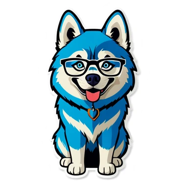 Husky with glasses  sticker