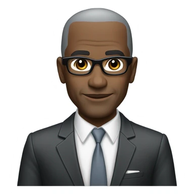 deon sanders with suit and glasses and buzz cut and small eyes over 50 shadow small beard sticker