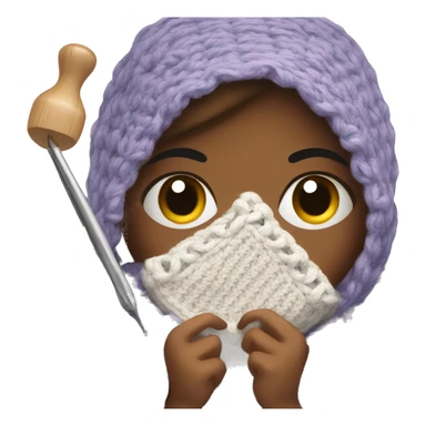 Girl inside a blanket with a crochet hook sticker