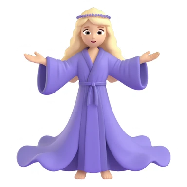 a classic angel with long blond hair, both hands extended forward in a blessing, flowing robe, peaceful face sticker