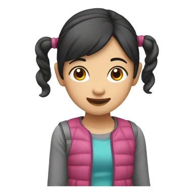 asian girl playing sticker