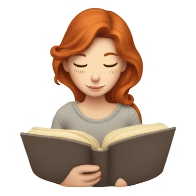 Cozy redhead Reading a book with tea  sticker