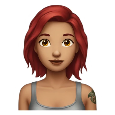 girl with dark red hair and shoulder tattoo sticker