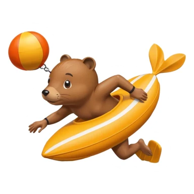 A focused beaver swimmer wearing a racing suit, diving past a floating buoy.


 sticker