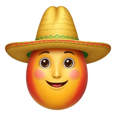 A mango wearing a sombrero sticker