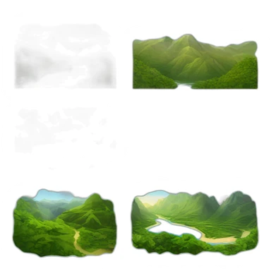 día soleado con montañas nepalies y un rio caudaloso sticker