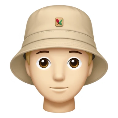 Beige Kangol bucket hat, light tan color, casual headwear sticker