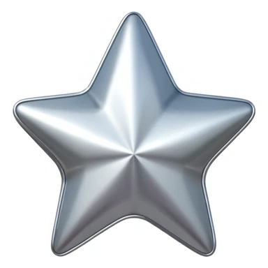 Chrome silver star emoji, iOS emoji style, glossy metallic surface, soft reflections, minimalistic, centered, clean white background, high detail, smooth gradients sticker