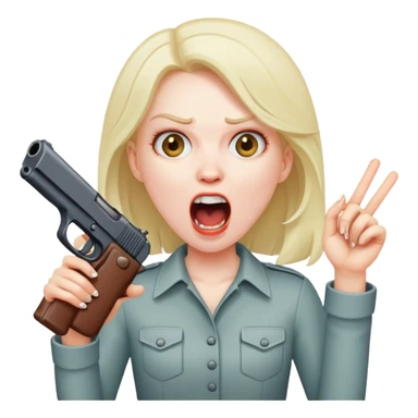 girl screaming w gun sticker