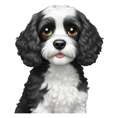 Black and white cavapoo sticker