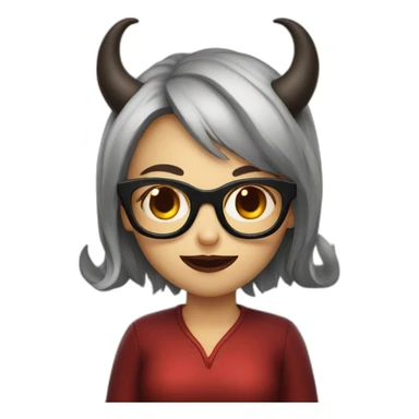 Devil girl with glasses and horns sticker