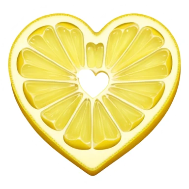 Realistic heart shaped lemon slice sticker
