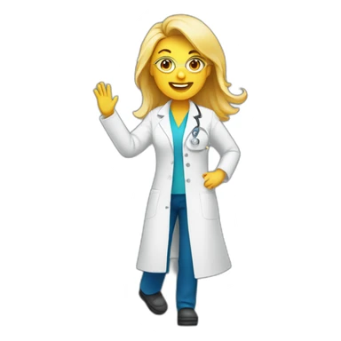 Dancing lady emoji except she’s wearing a lab coat like a scientist sticker
