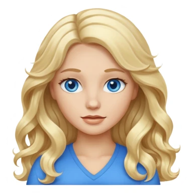 White female with long blonde wavy hair and blue eyes sticker