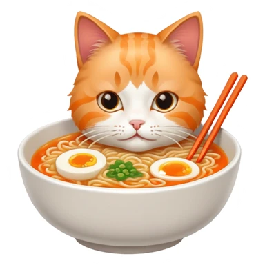 Cat eating ramen sticker