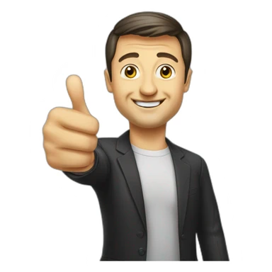 Vladimir Zelensky gives a thumbs up sticker