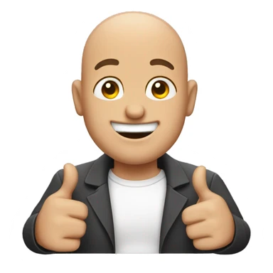 Bald man with 2 thumbs up sticker