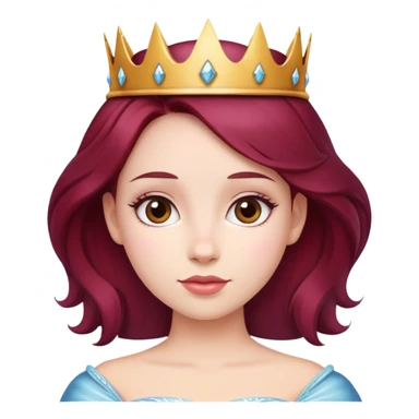 Beautiful long burgundy haired girl wearing a princess crown sticker
