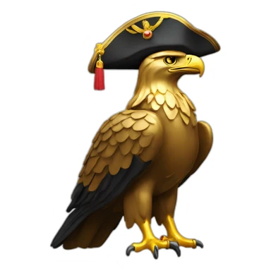 statue golden eagle with napoleon tricorne hat sticker