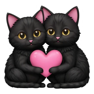 two black cats love, pink heart sticker