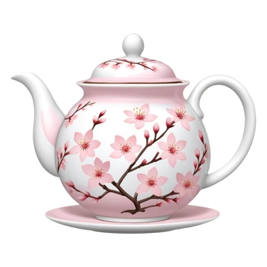 Cute Pastel pink and white Cherry Blossom Sakura Tea Set sticker