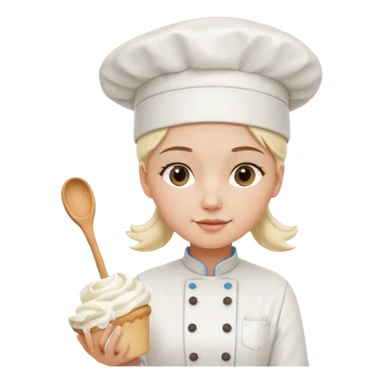 Young female baker - wearing a white chef's hat and holding a cream piping bag sticker