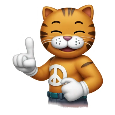 Garfield holding a peace sign sticker