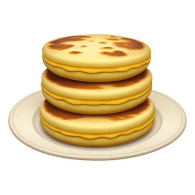 Cinematic Realistic Arepas Dish Emoji, depicted as golden cornmeal cakes filled with savory ingredients rendered with lifelike textures and warm, inviting lighting. sticker