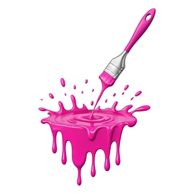  flying art brush dripping pink slop paint sticker