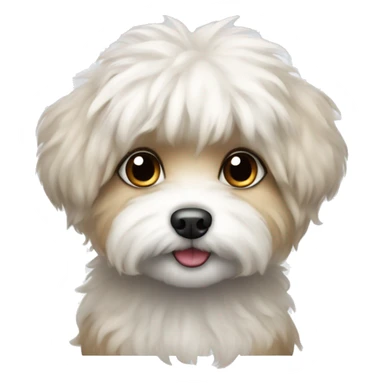 The image shows a cute illustration of a small fluffy dog ​​.Maltipu sticker