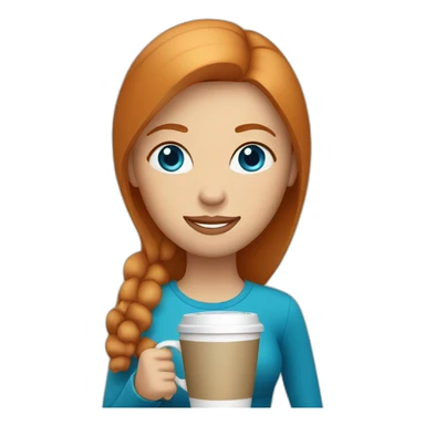 Ginger straight hair and blue eyes woman drinking a coffee sticker