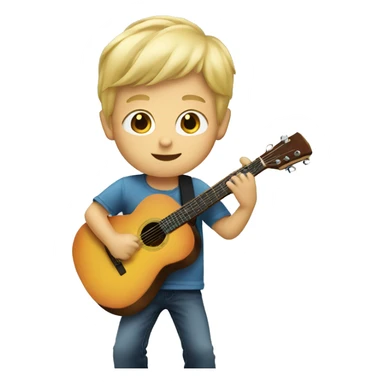 little blonde boy playing guitar  sticker