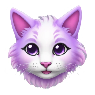 Kawaii colorful bright lilac-pink-white-gradient fantasy ethereal anthro feline fursona animal creature sticker