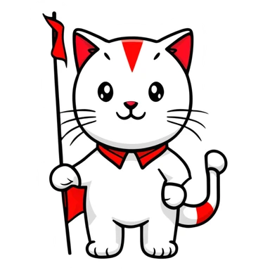 revolutionary communist cat with red flag and soviet uniform sticker