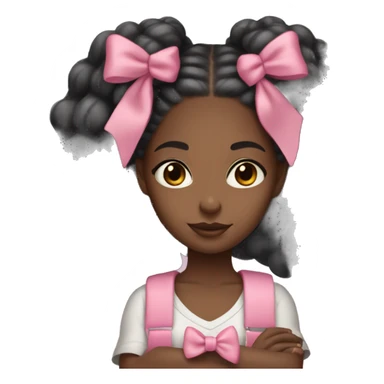 aesthetic black girl holding a Stanley with box braids and a pink bow in her hair  sticker