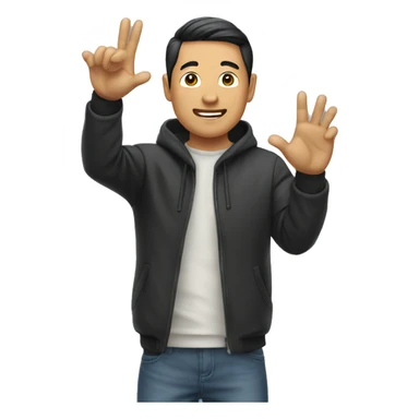 asian man waving hang loose sticker