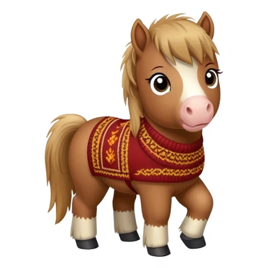 Disney-style, cute Shetland pony wearing a knitted jumper  sticker